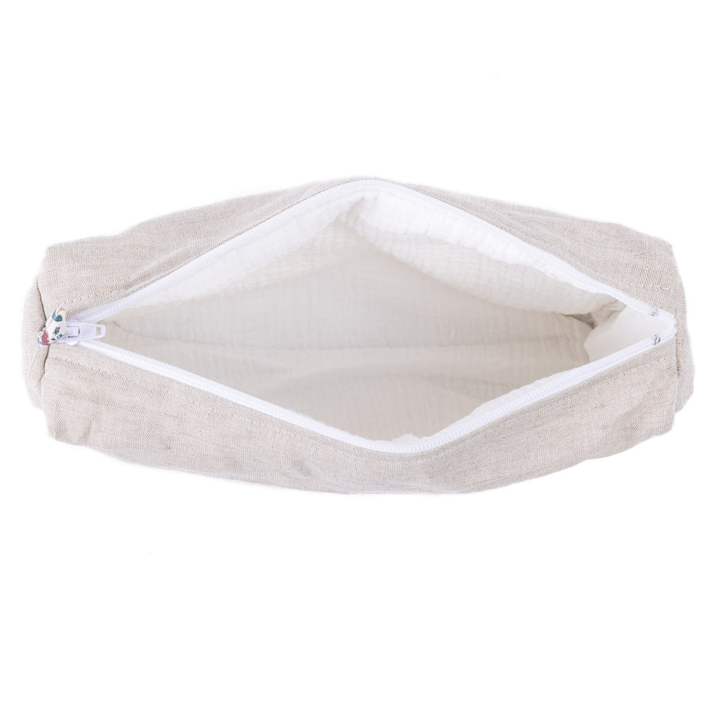 Beige Linen Cotton Toiletry Bag