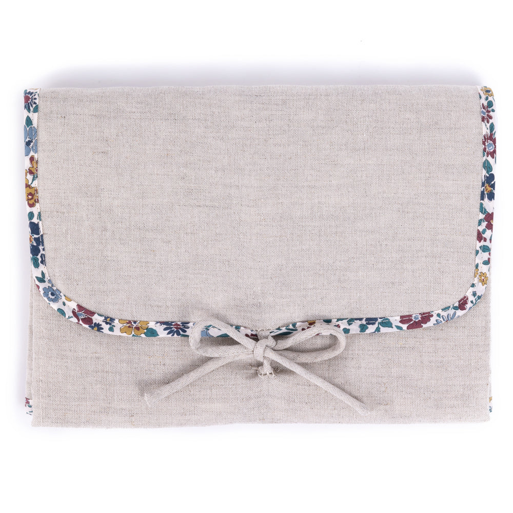 Travel Changing Mat - Beige Linen & Cotton