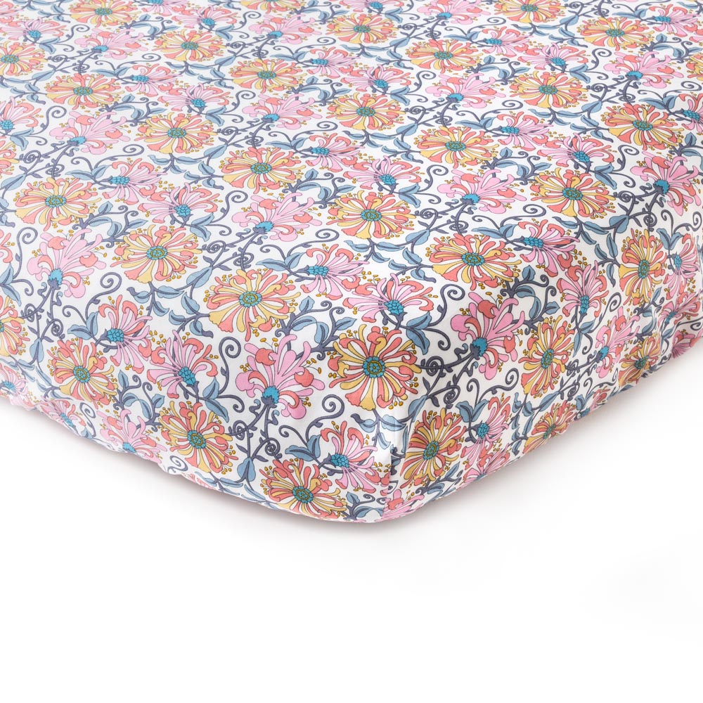 Fitted sheet for crib and moses basket in Honey Blossom- Liberty Fabric