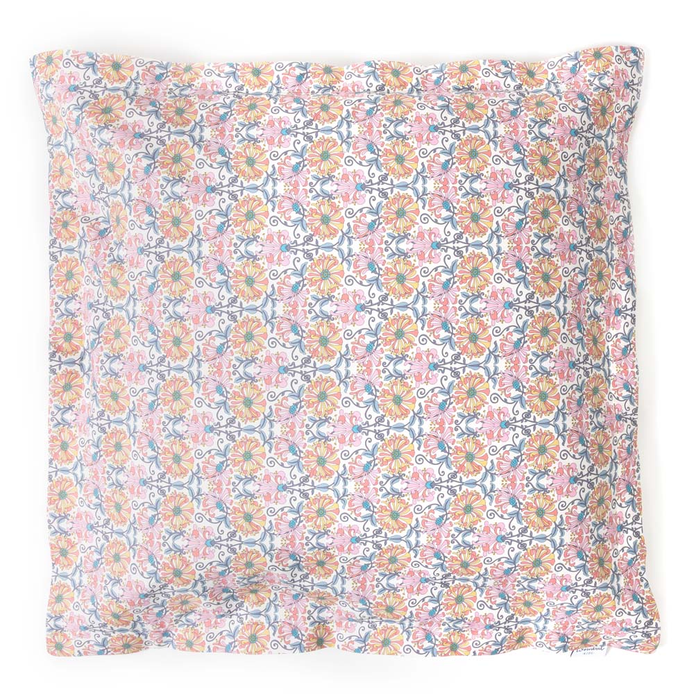Funda Cojín Honey Blossom y Blanco ( Cuadrante )