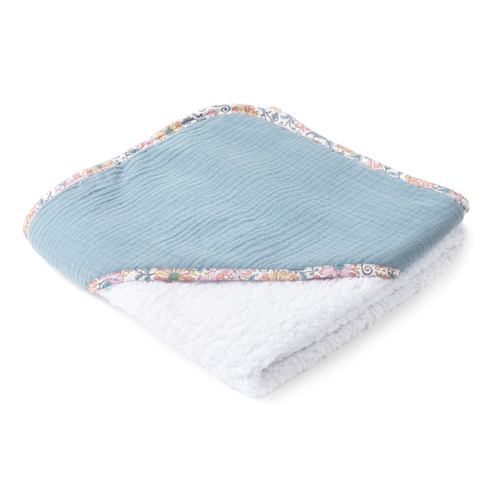Hooded Towel - White and Arctic Blue