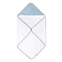 Hooded Towel - White and Arctic Blue